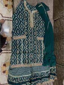 Teal & Gold Embellished Salwar Kameez