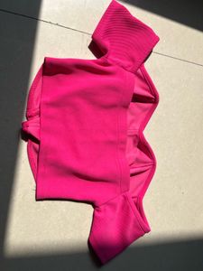Hot Pink Ribbed Off Shoulder