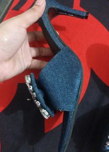 New Denim And Diamond Stud Heels..