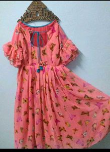Pink Butterfly Print Dress