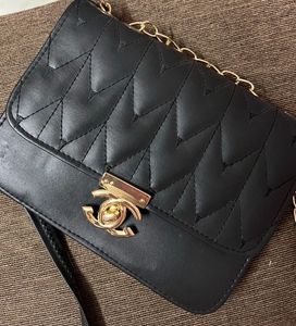 Black Quilted Gold Chain Bag