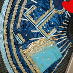 Heavy 24 Kali Satin Poshak With Contrast Oudhni