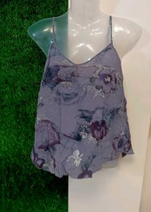 Abstract Print Silk Top