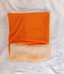 Orange And Cream Crepe Dupatta