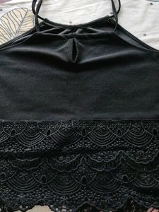 Black Lace Trim Cami Tank Top