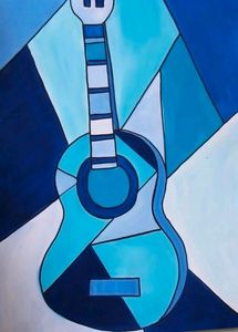 Blue Shaded Guitar Painting