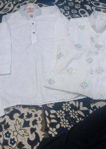 White Kurta Pajama And Wase ort