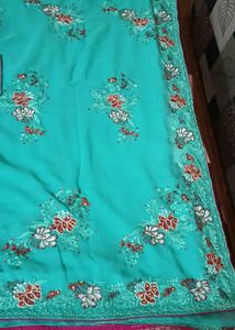 Party Wear Saree With Stiched Blouse