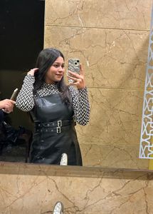 Black leather Mini Dress with inner wear top