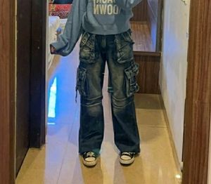 Unisex blue Cargo Super Baggy Jeans