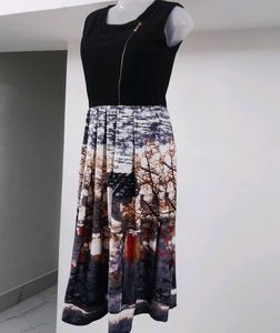 Abstract Print Midi Dress