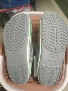 crocs bayaband clogs ,size 10,grey and green