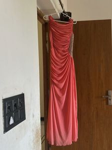 Coral Formal Gown with Embellishments