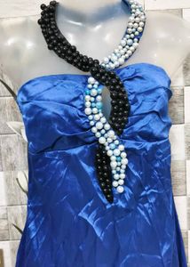 Blue Strapless Maxi Dress