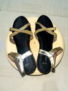 Chic Gold Glitter Strap Flat Sandals