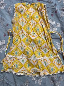 Girls Yellow Kurti Pant Set