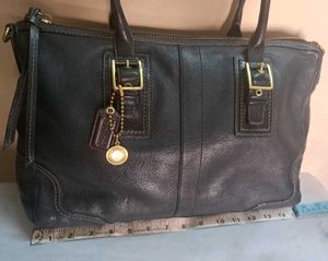Classic Black Coach Leather Satchel Handbag