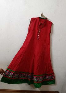 Red &amp; Green Anarkali Kurta