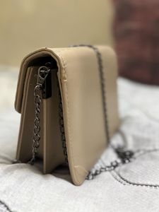 Beige Chain Shoulder Bag