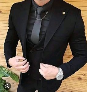 Black Shinny 3 piece Suit Mens