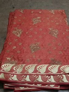 Brown Floral Print Saree