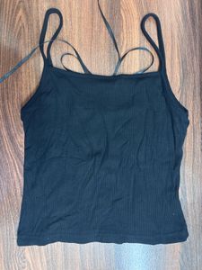 Korean Black Lace Trim Cami Top
