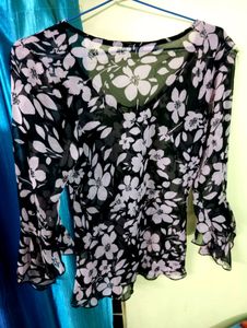 Flower Print Floral Seleves Top