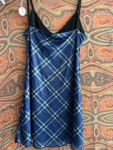 Blue Plaid Slip Dress