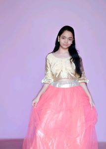 Stiched Ruffled Skirt With Unstiched Blouse Piece