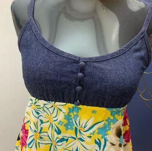Floral Sundress with Denim Top
