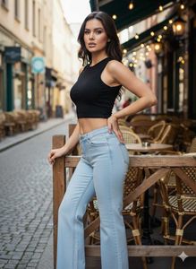 🥰L@79 Size-28 Flare Jeans & Crop Top