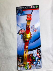 Kids watch 3D Action Figure Iron Man Face Based Toy Design Digital Glowing Watch with Disco Music and Blinking Lights for Kids | for Boys &amp; Girls Good Birthday Return Gifts