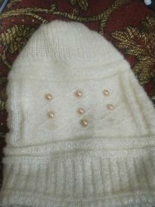 Ivory Beanie with Pearl Details