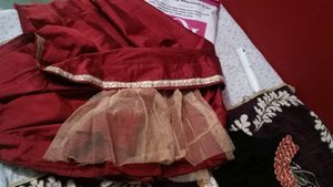 Red And GOLDEN Flared Skirt
