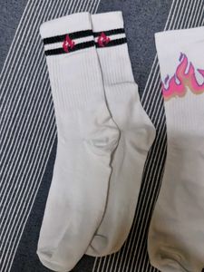 White Socks Calf Length For Women