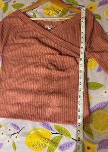 Wrap Front Long Sleeve Top