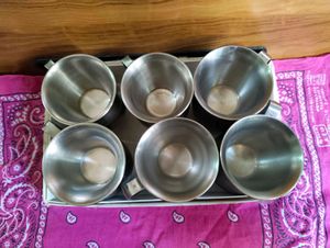 6 Stainless Stee Teal Mugs Used