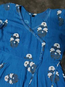 blue anarkali kurti with dupatta set