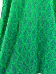 Bottle Green Kurti With Yellow Embroidery