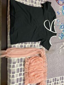 Girl Tops Combo Of Two Black And Baby Pink One T-s