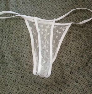 mens mesh White transparent Lace Thong