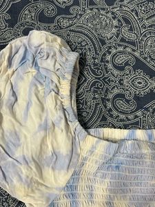 Blue Tie-Dye Smocked Top