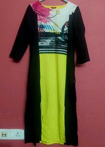 Lime Green Printed Kurta
