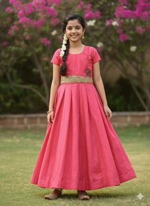 Girls' Pink Ethnic Dress
