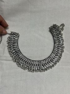 Silver Tone Necklace oxidised