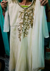 New Off-white Net Gown Anarkali