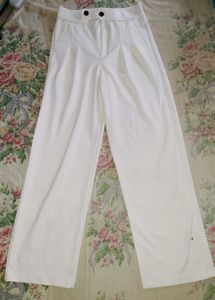 White High-Waisted Wide Leg Trousers