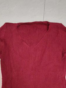 Burgundy V-Neck Top
