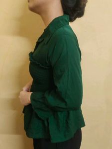 Bardot Style Dark Green Top