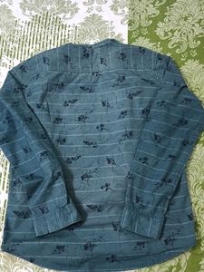 Patterned Band Collar Shirt